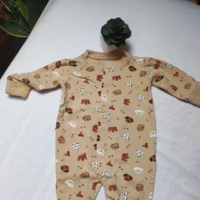 Pyjama léger marron/crème motif chien mixte - Taille 56 - Zeeman